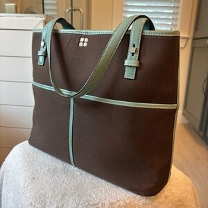 VTG Kate Spade New York Chocolate Brown Canvas Shoulder Bag in Great Condition
